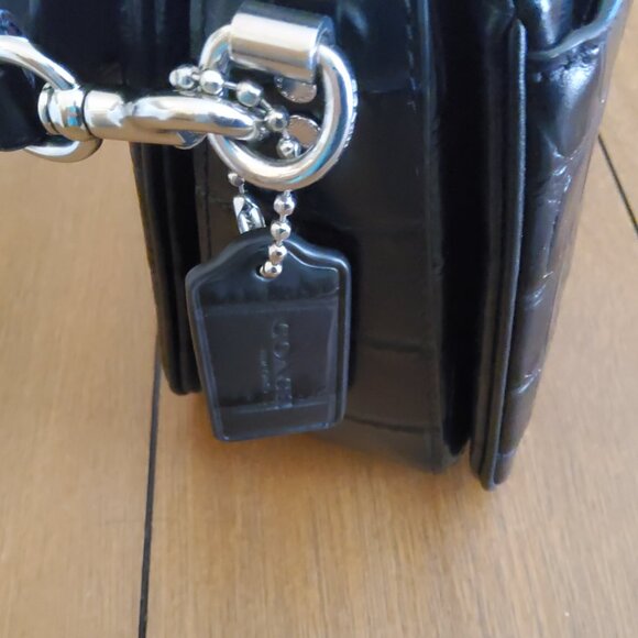 New Coach Cassie 19 Croc Embossed Crossbody Handbag in Black CP138 - Picture 10 of 10